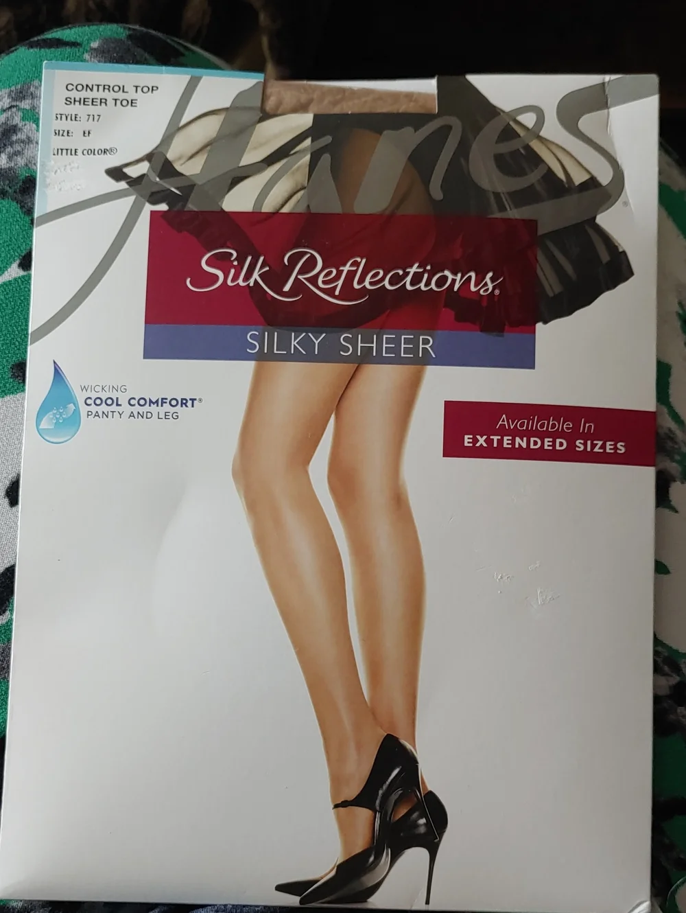 NWT Hanes Sz EF Silk Reflections Silky Sheer Control Top Sheer Toe Pantyhose